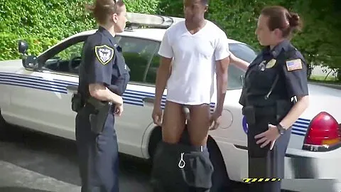 New horny policewomen apprehend and take advantage of suspect