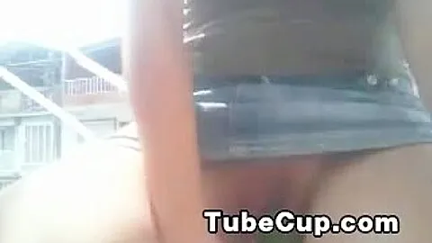 Colombiana Excitada En Su Balcon