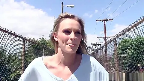 Stranded blonde has outdoor sex for money