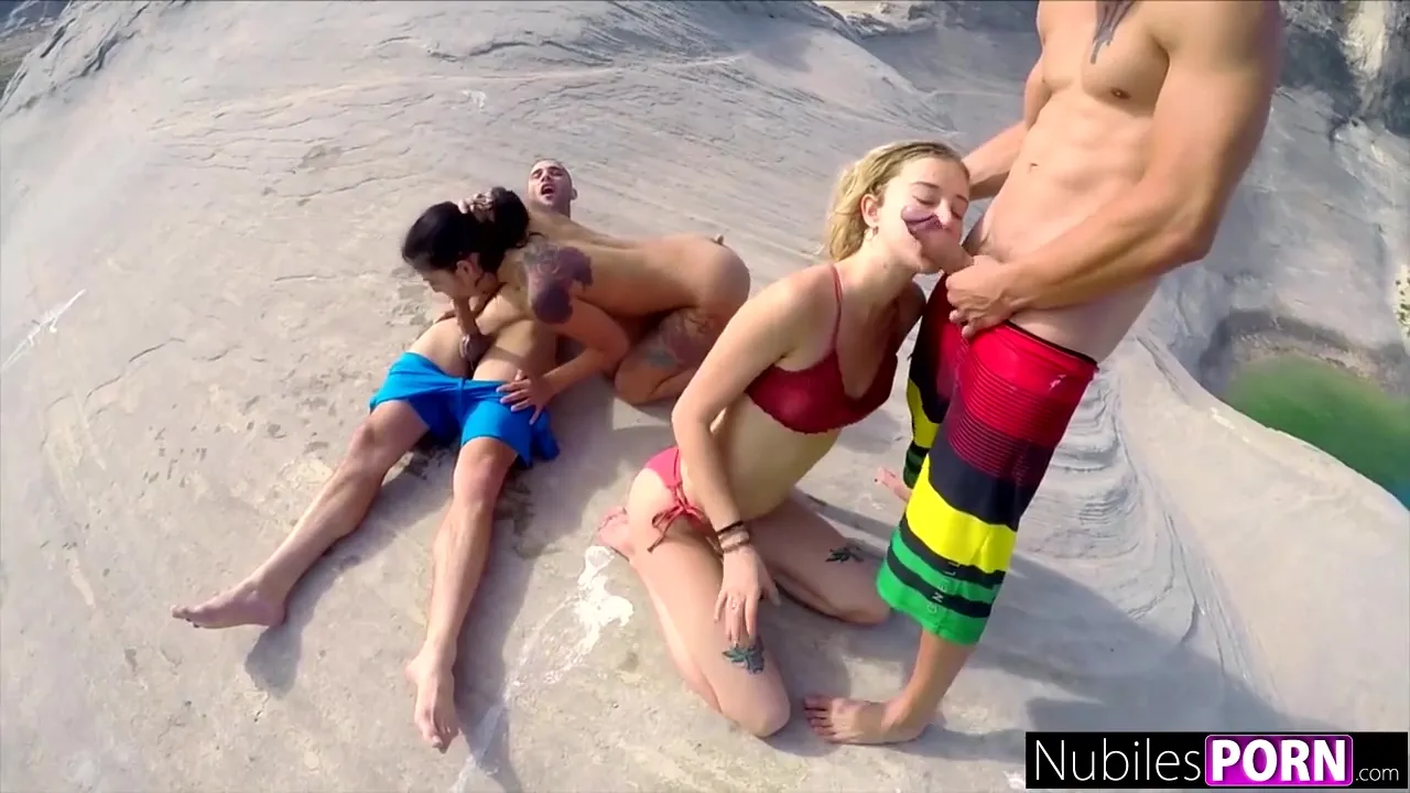 Summer Vacation Orgy With Casual Throating Before The Swim