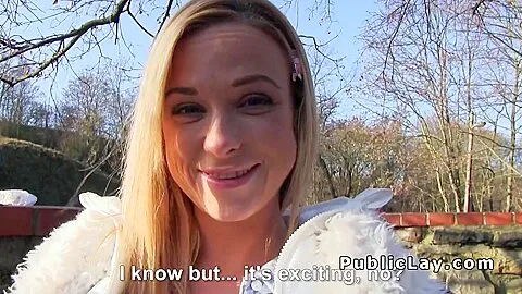 Czech student pays blonde for public sex