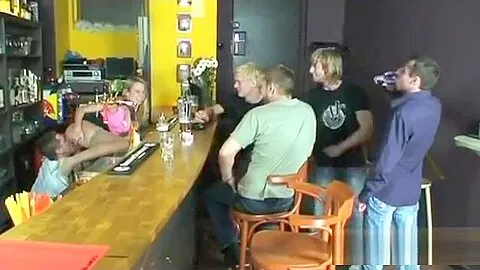 cum drinking teen in club