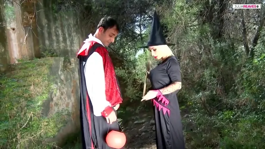 Big Tits Milf Sucks A Huge Cock While Another Thrusts Her Pussy In The Wild