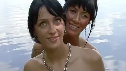 Two German girls show their treasures outdoor