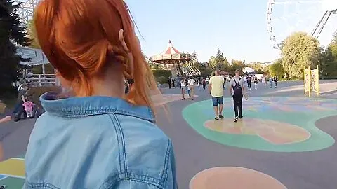 CUTE teen 18+ SWALLOWS HOT CUM - PUBLIC BLOWJOB ON FERRIS WHEEL