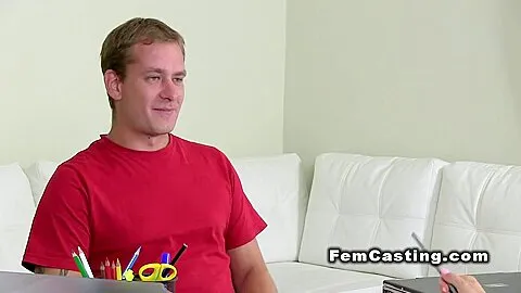 Female agent masturbates after sex in casting