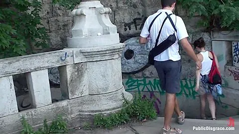 BEST OF EUROPE: BIG NATURAL TITS TIED IN PUBLIC!!!!