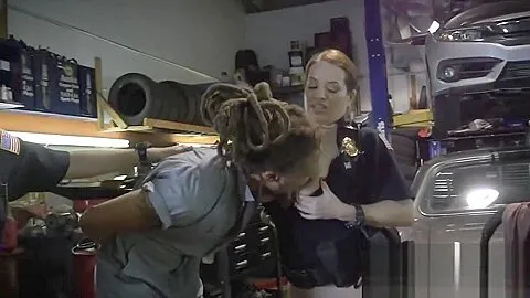 Horny Cop Gets Hard Fucked by Rasta Mechanic at The Garage After a Police Operation