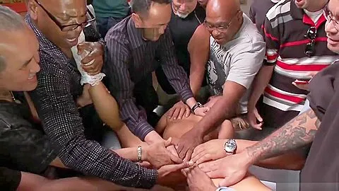 Blonde Slut Group Fingered in Public