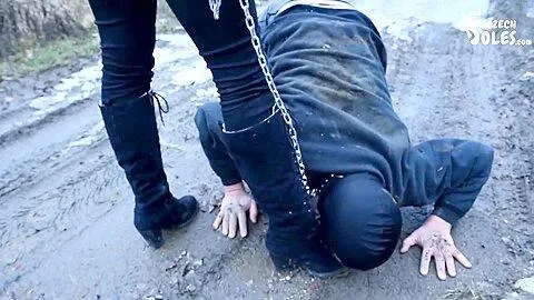 Walking The Doggy In The Cold - Boots Worship (femdom Footdom Boots Licking Foot Slave On Leash)