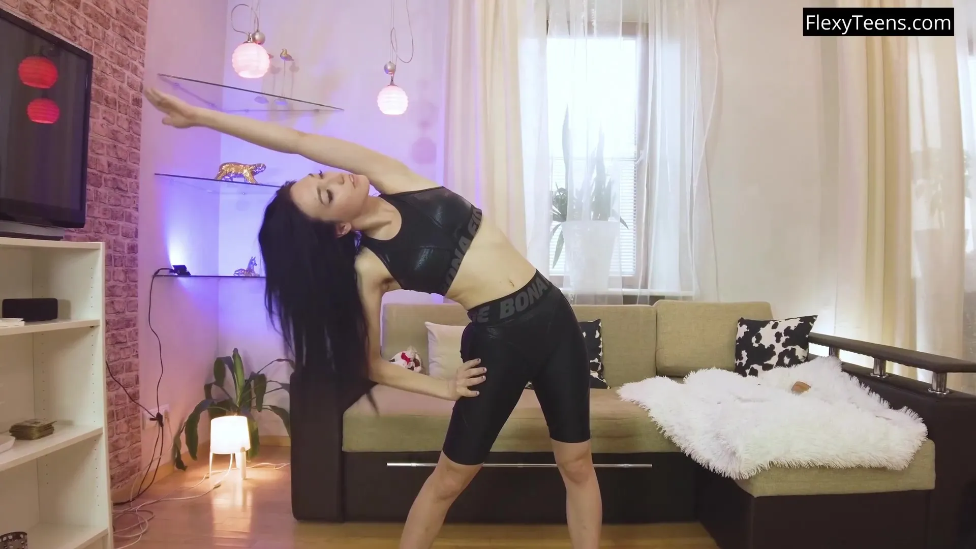 Hot Acrobatics In Living Room With Nina