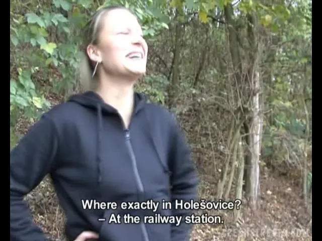 Busty Czech blonde Ingrid sucks dick in the open