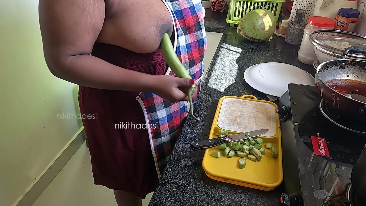 Bengali Indian Maid Playing With Vegetable