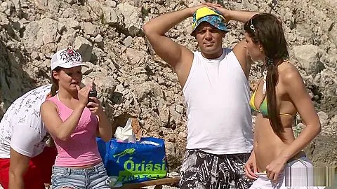 Naughty group sex tournament on the beach 1