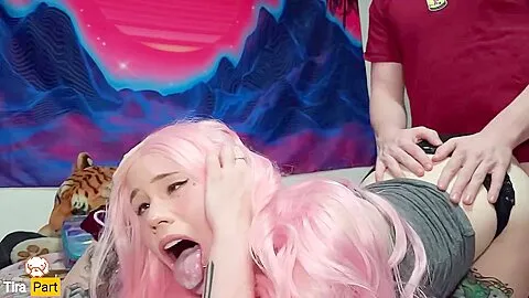 Barking Pink Haired E Girl Gives Sloppy Blowjob Then Gets Two Creampies - Tira