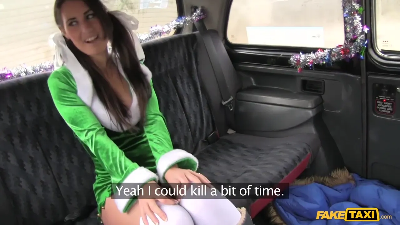 Lovely Little Xmas Elf Shows Shes Cute But Naughty Letting Santa Empty His Sack Inside