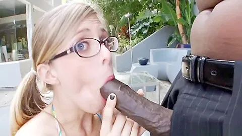 Petite White Girl Penny Pax With Glasses Takes On Big Black Dick