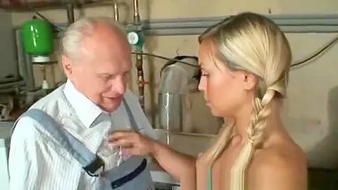 Teeny and granny share old cock