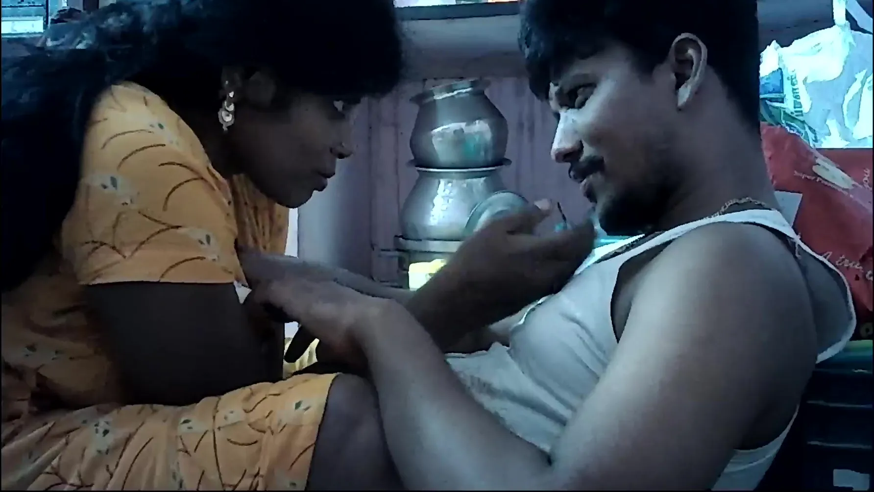 Indian House Wife Hugs And Kissing