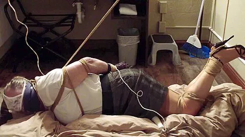 Fem Slave Bound, Gagged, Vibed, Hogtied And Left Alone