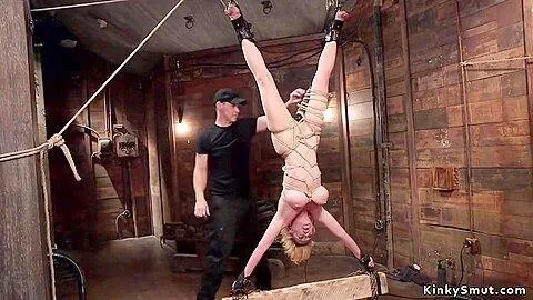 Big Breast Blond Hair Lady Takes Backbend Bondage