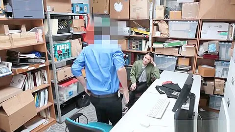 Young shoplifter with an attitude fucked by a security guard