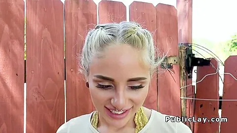 Lovely blonde gets huge cock in public