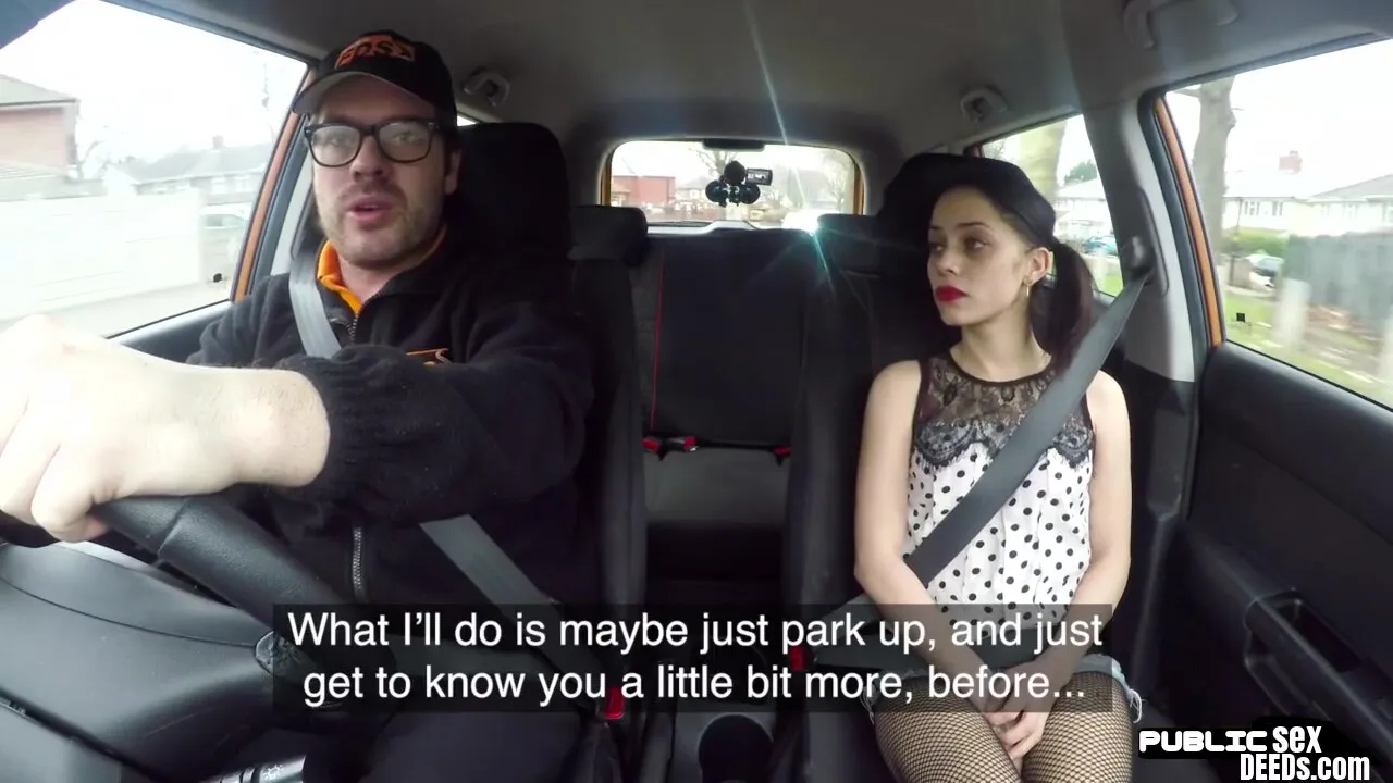 Petite british driving student 18+ rides instructor