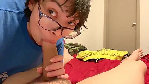 Cute girlfriend gives blowjob POV