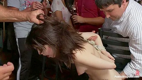 Tiny Cutie gets a GIANT Cock in her Ass in front of total strangers!