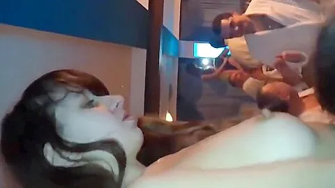 Two nude girls in sauna