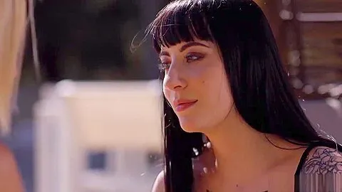 Goth Charlotte bangs Aiden Ashley outdoor with a Strap on