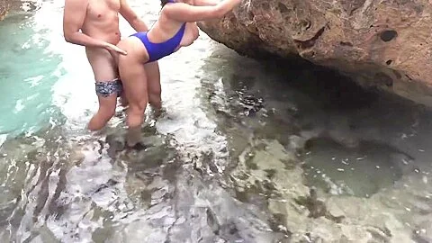 HOT WIFE with BIG TITS gets FUCKED and ORGASMS on a PUBLIC BEACH