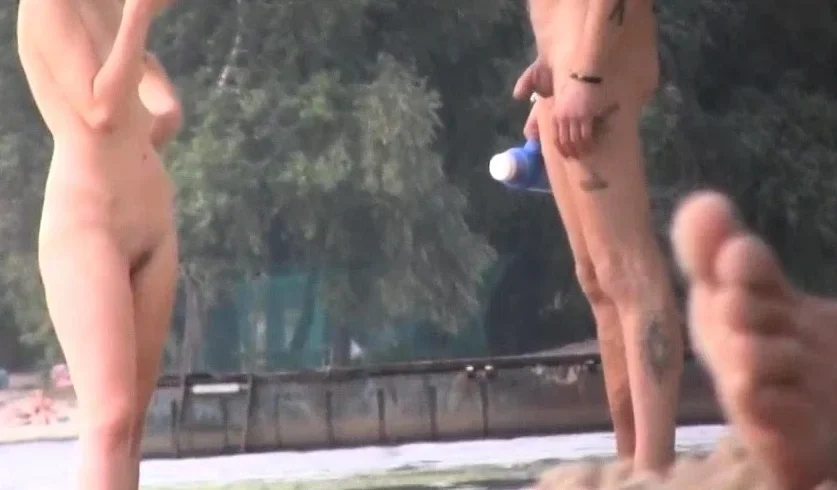 Cute blonde girls at beach hidden cam