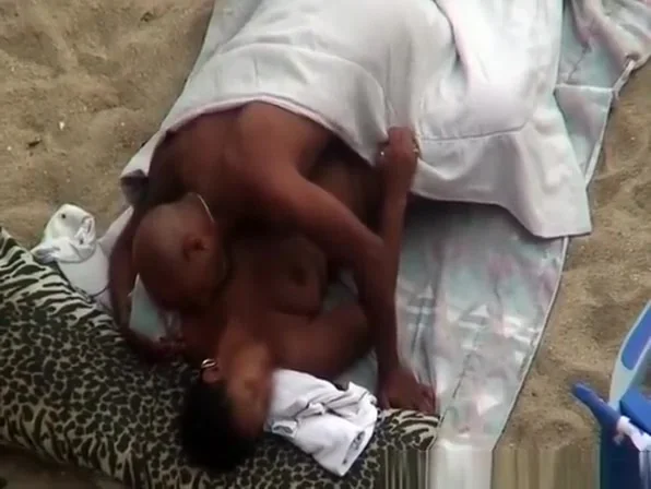 Nudist black couple spied fucking in beach