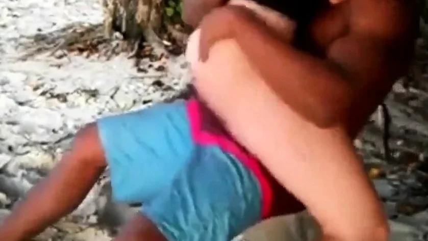 White girl fucks black guy on beach