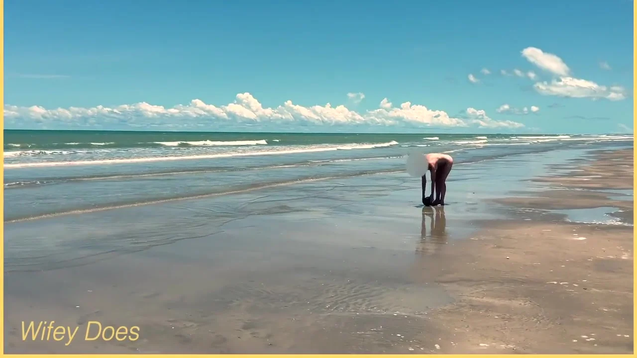 Wifey Strips Nude And Plays With The Football At The Beach With Hot Milf