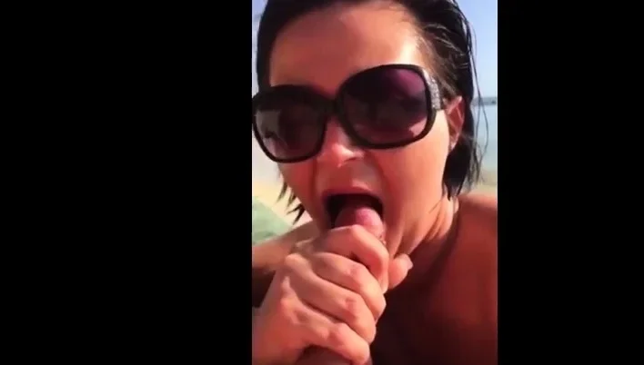 Beach blowjob