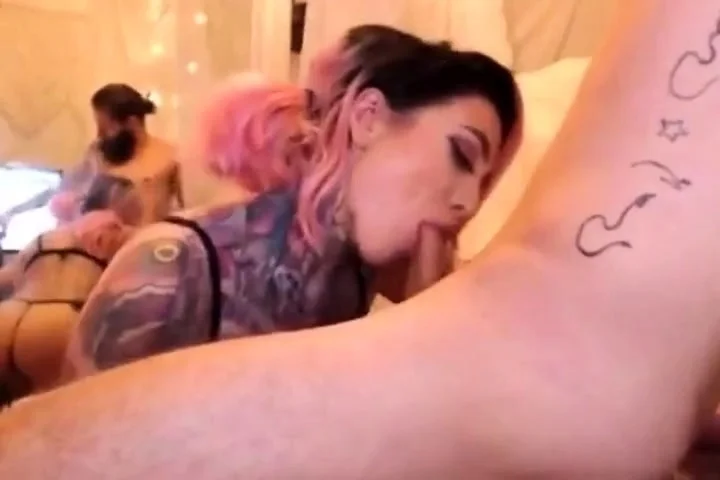 Tattooed Busty Amateurs Pleasing Big Cock on Webcam
