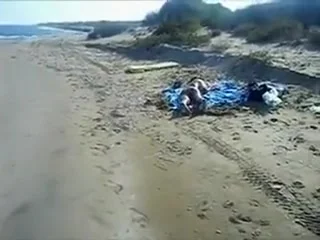 Public Beach Pervert Jerks Off on Nudist Girl Ass