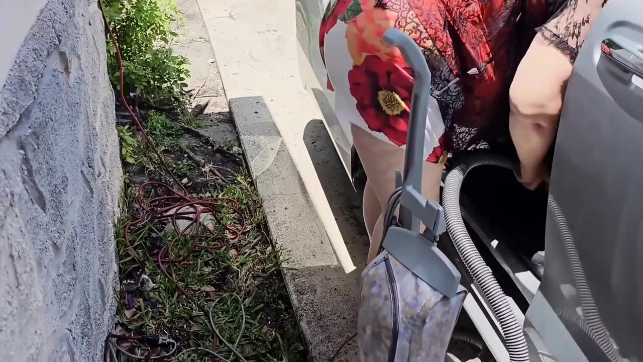 Caught Nosy Stranger Looking At My Ass While Vacuuming My Vehicle And Jerked His Cock Off To Moaning