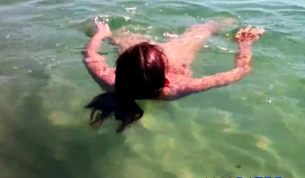 Naked Swimming MILF at the Beach