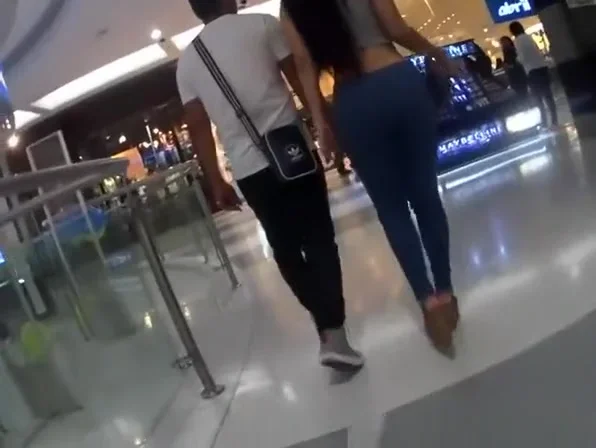 Long hair brunette with big booty in tight pants
