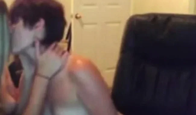 Cute Lesbian Coeds Kissing On Webcam