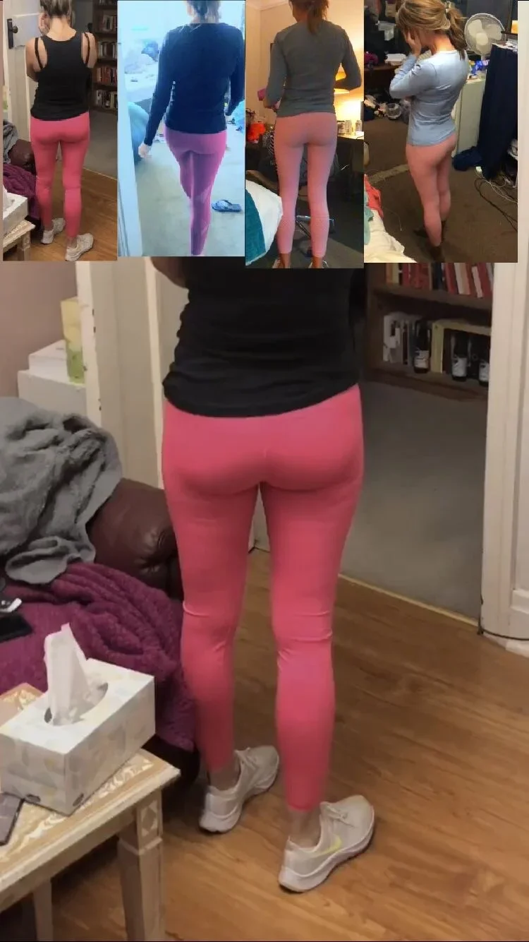 My PE teacher wife in various pink leggings/yoga pants.