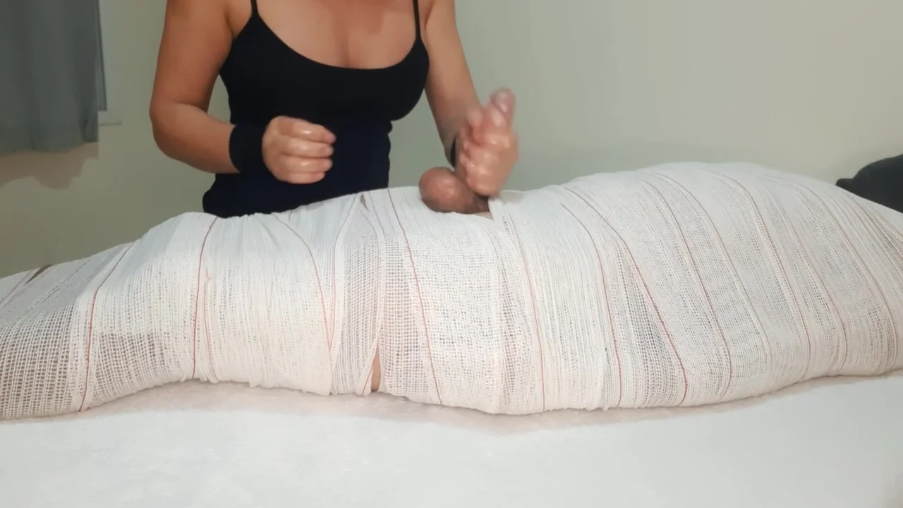 Part3 Mummified Handjob With Interruption Of Cum For Two Minutes