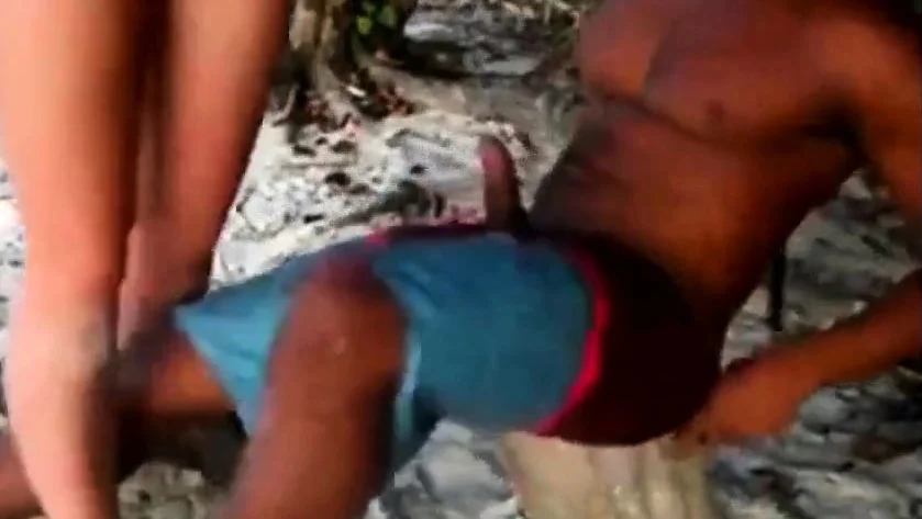 White girl fucks black guy on beach