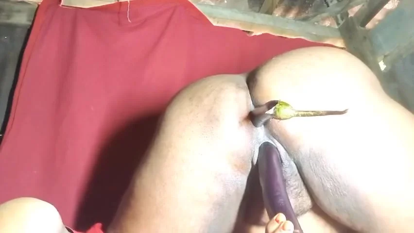 I Had Fun By Inserting Double Eggplants From The Back Side