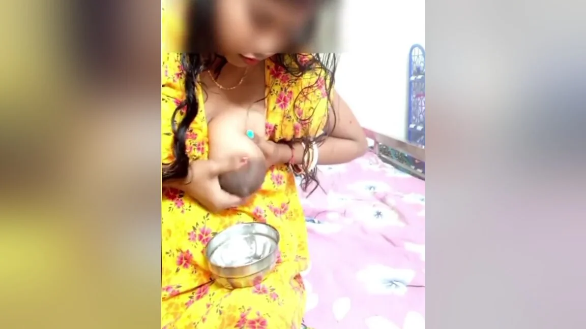 Milk Desi Girl Boobs Pressing Nipple With Milk