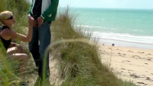 Couple play at the beach
